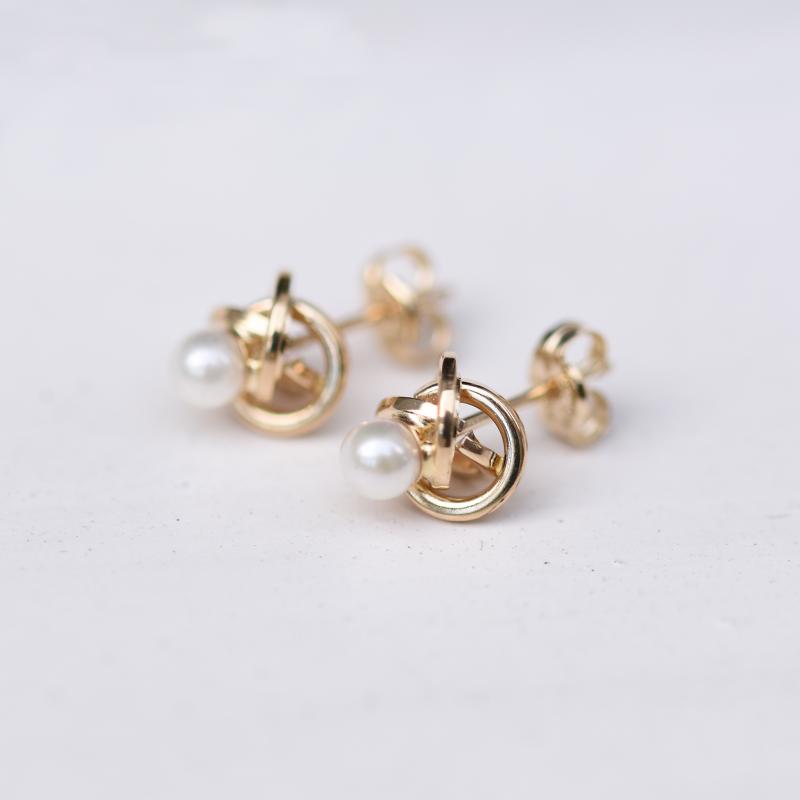 Ungewöhnliche Ohrringe aus Gold mit Perlen Chiarla 48964