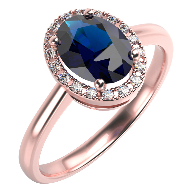 Halo Verlobungsring mit ovalem Saphir und Diamanten Arya 59404