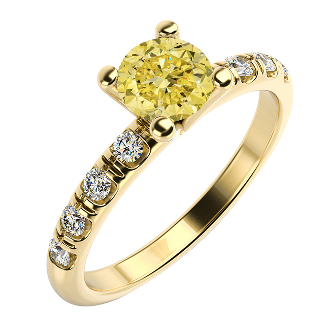 Goldring mit gelbem Diamanten 59644