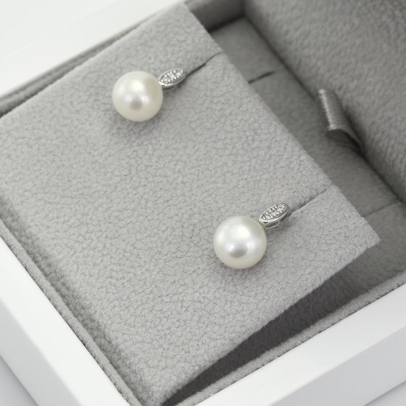 Perlenohrringen in Silber mit Diamanten Holis 70034