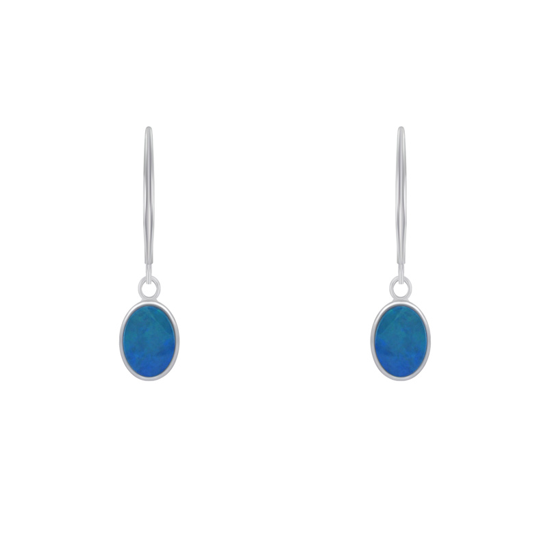 Goldene Ohrhänger mit blauen Opalen Margalo