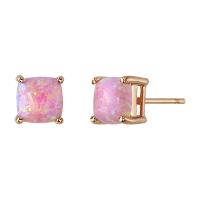 Goldene Ohrringe mit rosa cushion Opalen Deux