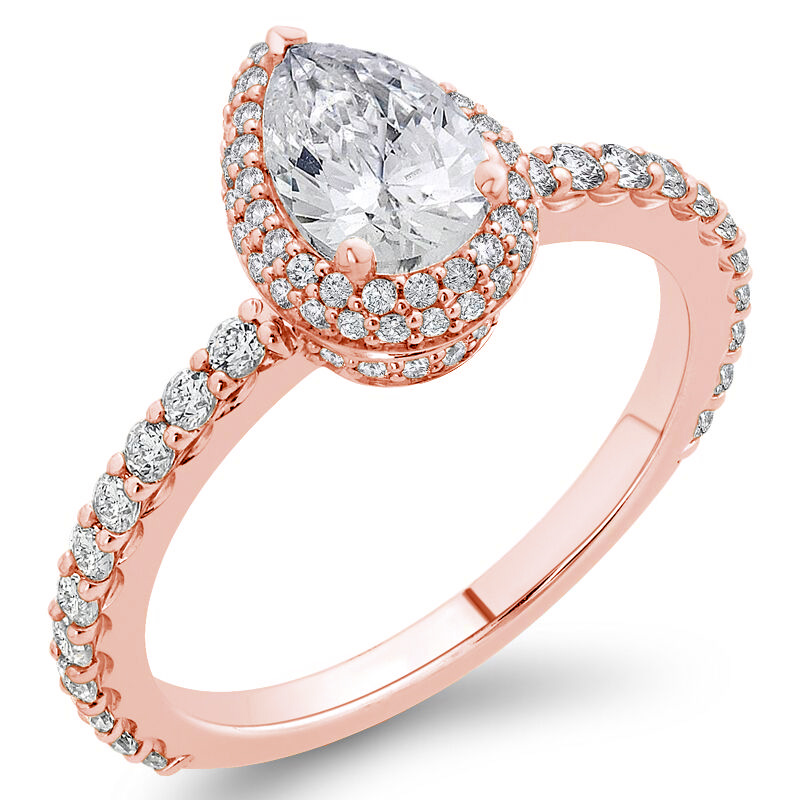 Rosegold Verlobungsring mit Diamanten in Tropfenschliff 75814