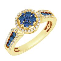 Goldener Diamantring mit blauen Diamanten Sirena