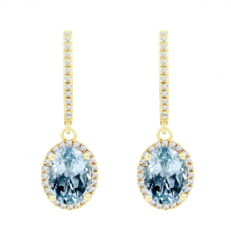 Goldene Ohrringe mit Aquamarinen und Diamanten Azura 85644