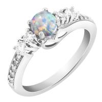 Ring aus Silber mit Opal und Zirkonia Tereza