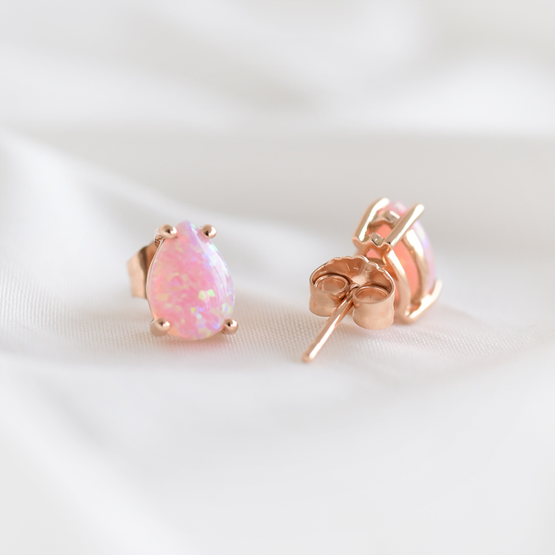 Ohrringe aus Roségold mit rosa Opalen Abidan 93684