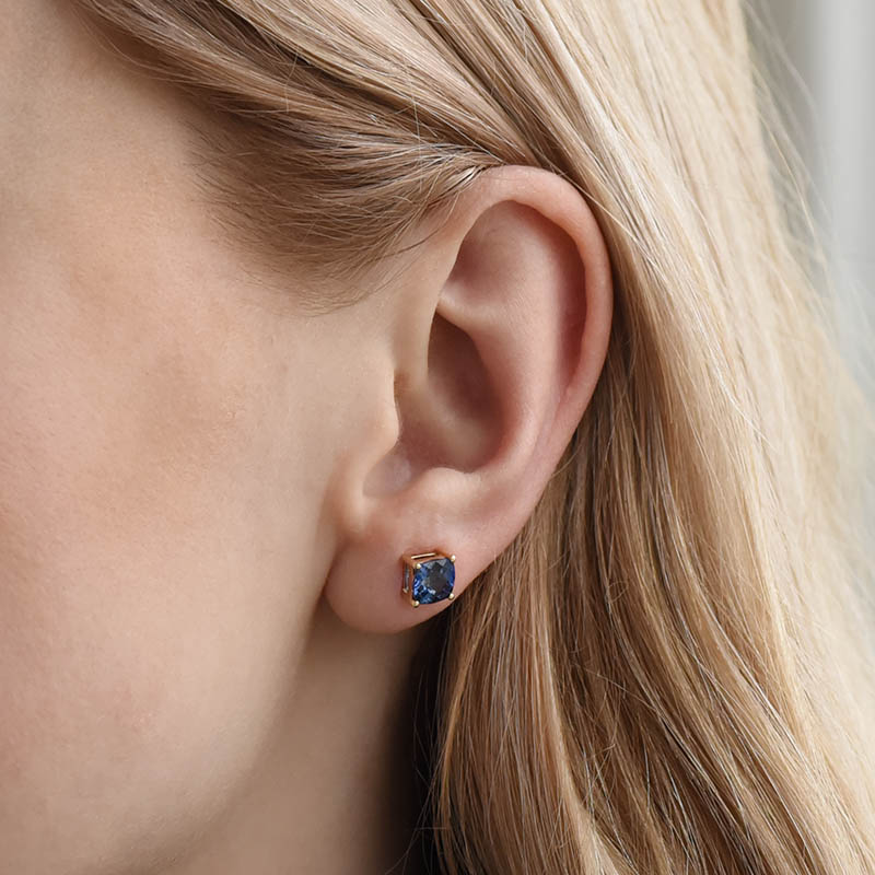Goldene Ohrringe mit blauen Saphiren Raule 93874