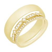 Eheringe aus Eternity-Ring mit Lab Grown Diamanten und einem breiten flachen Ring Ward