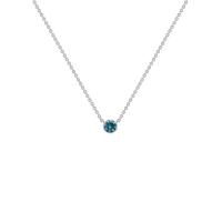 Silberne minimalistische Kette mit einem blauen Diamanten Glosie