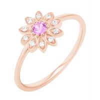 Ring mit einer Blume aus rosa Saphir und Lab Grown Diamanten Noely