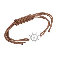 Silbernes String-Armband für Herren mit einem Steuerrad Rudder