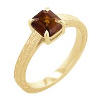 Von Hand gravierter Ring mit einem Salt and Pepper Diamanten in Emeraldschliff Arlena