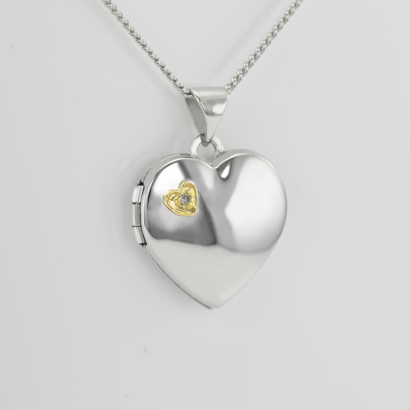 Silbernes Medaillon in Herzform mit Diamant aus Silber Dialah 135635