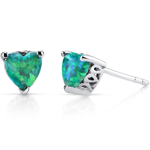 Silberne Ohrringe mit Opalen in Herzform Onika