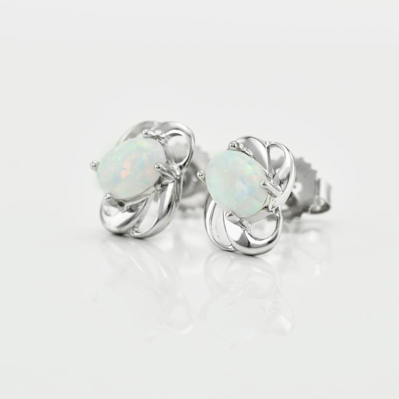 Silberne Ohrringe mit weiße Opalen Sanvali 17845