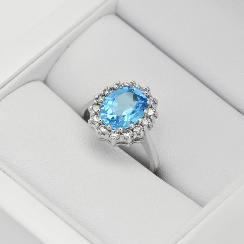 Ring mit blauem Topas und Diamanten Chrys 25195