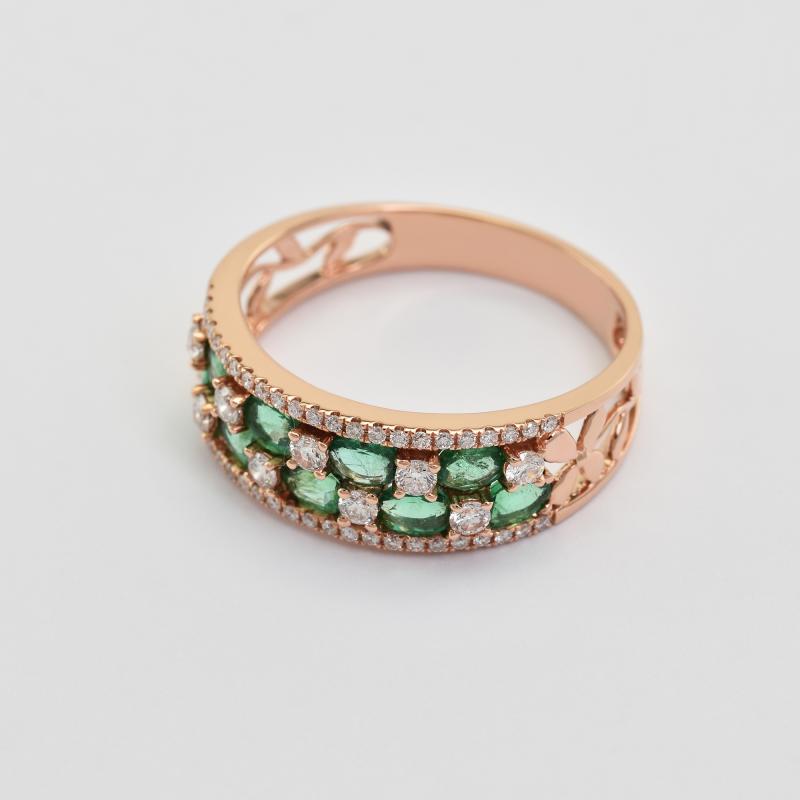 Smaragd Diamantring in Rosegold 25615