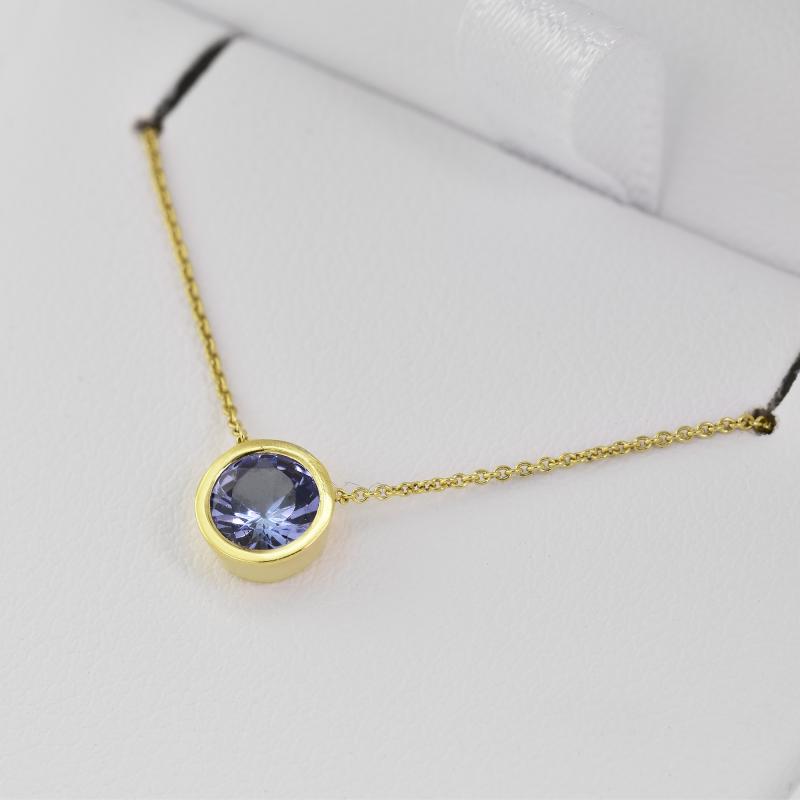 Goldene Halskette mit blauem Tansanit Jonie 27145