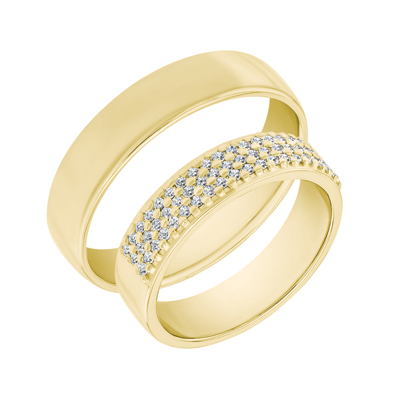 Goldene Eheringe mit Eternity Ring und Court Ring Muttial