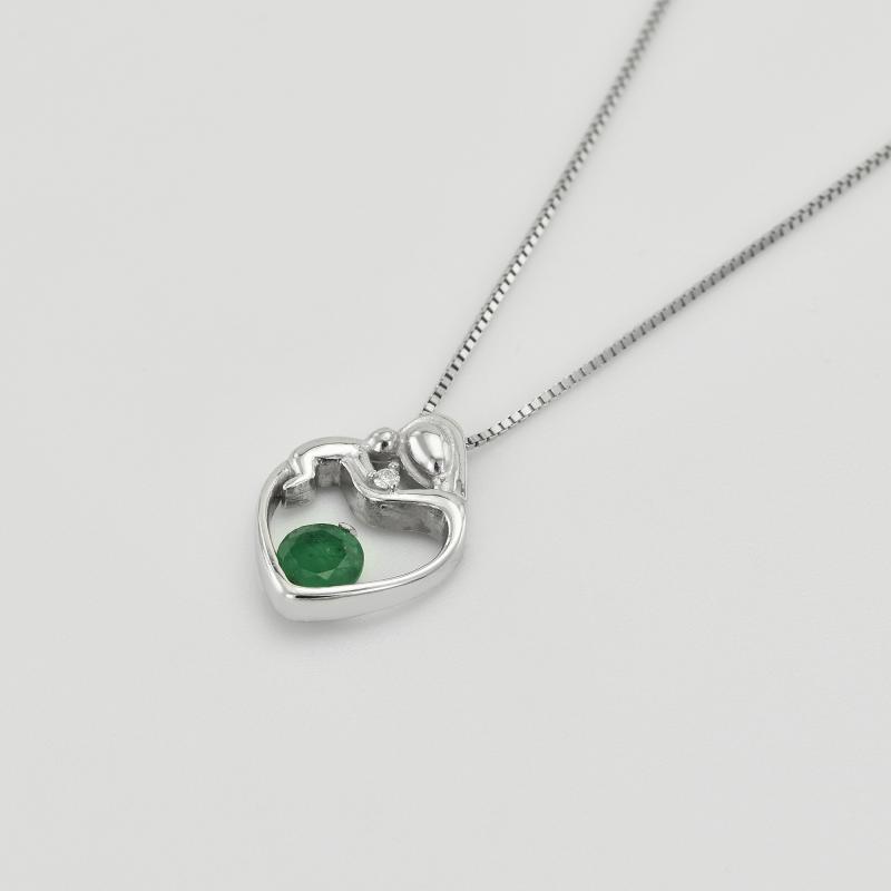 Silberner Anhänger Mutter und Kind mit Smaragd und Diamant Spica 35115
