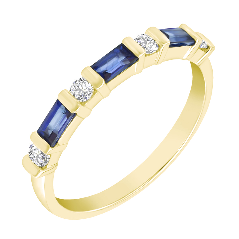 Eleganter Goldring mit Saphiren und Diamanten halbbesetzt Ailee 35305