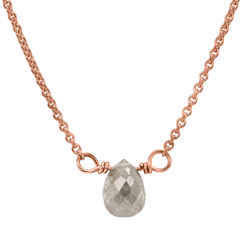 Goldene Halskette mit grauem Diamanten-Tropfen Vebrina 37035