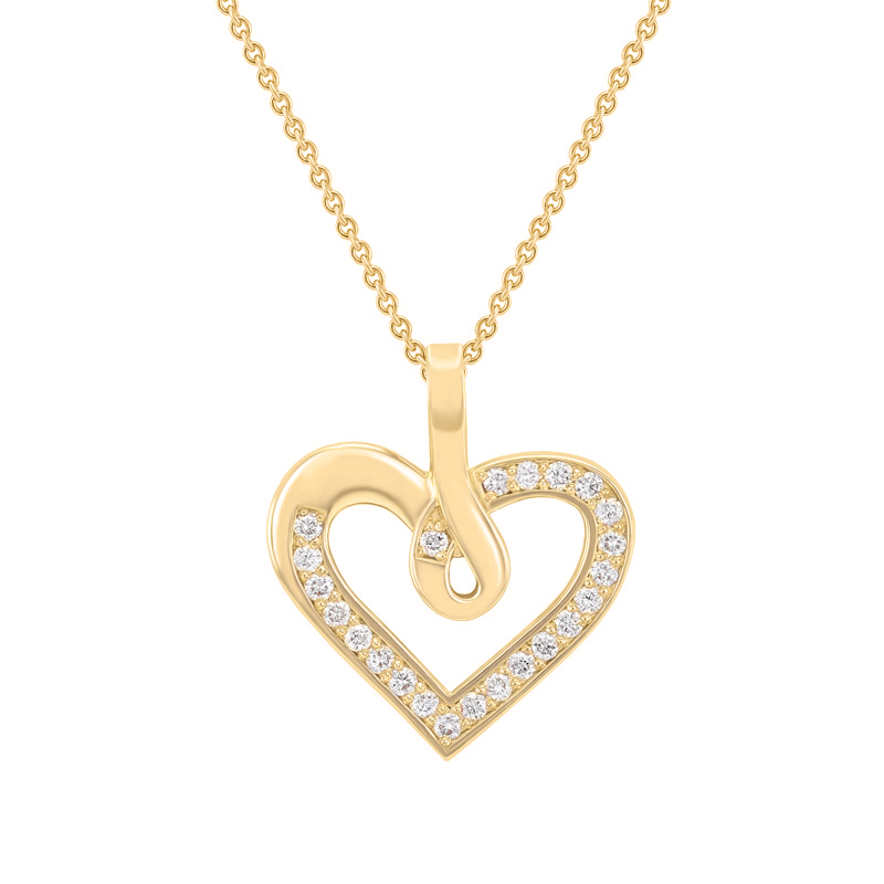 Herz aus Gold mit Diamanten in einer Halskette Savita 40815