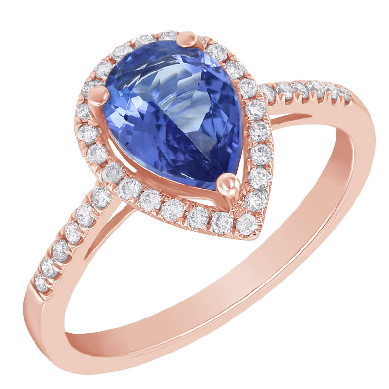 Rosegold Ring mit Tansanit und Diamanten 45355