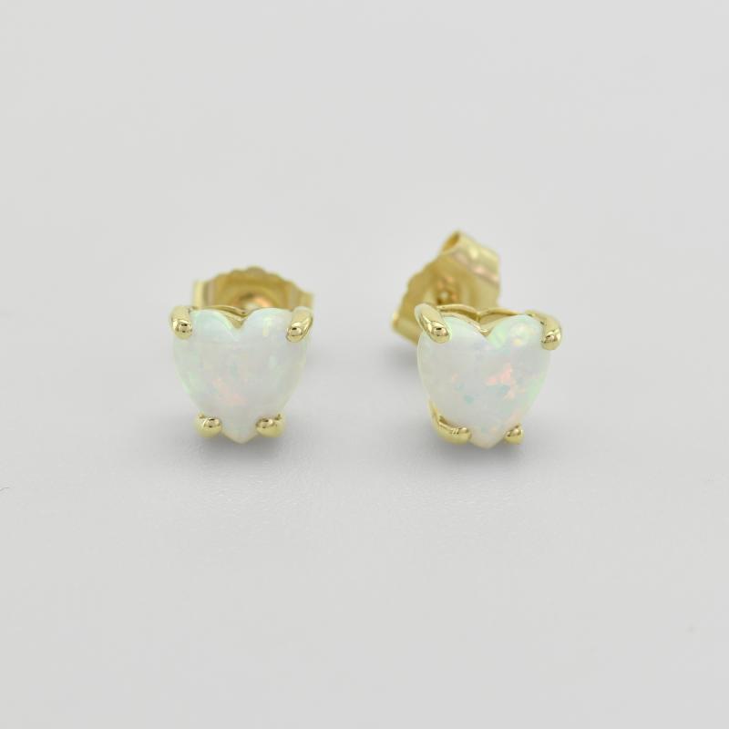 Goldene Ohrringe mit Opalen in Herzform Kaciah 45365