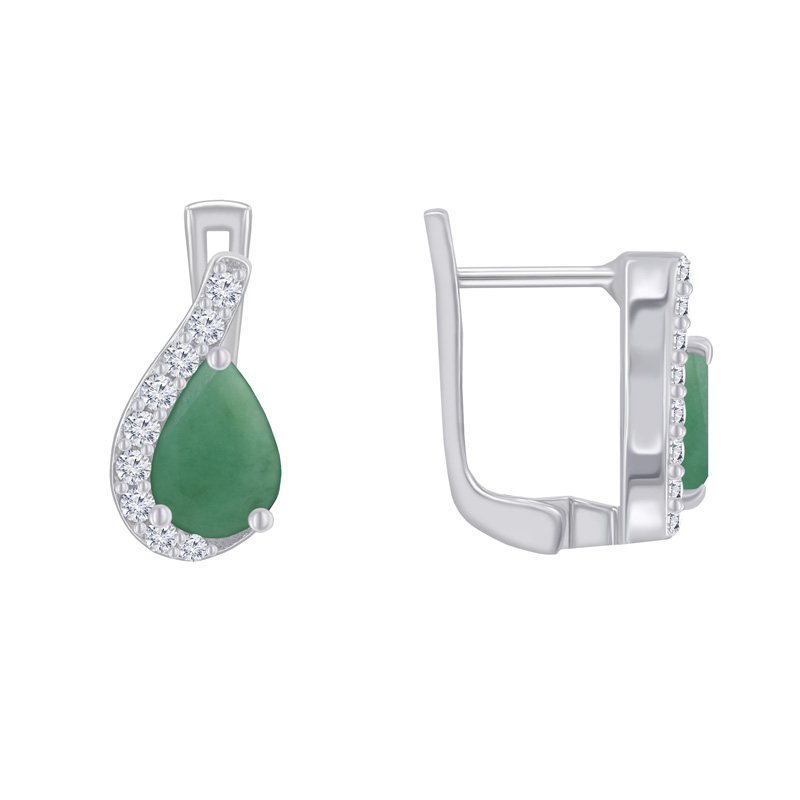 Silberne Ohrringe mit Smaragden und Zirkonia Rina 47985