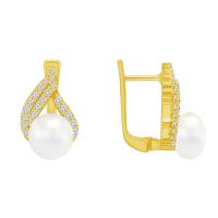 Silberne Ohrringe mit Perlen und Zirkonia Zona