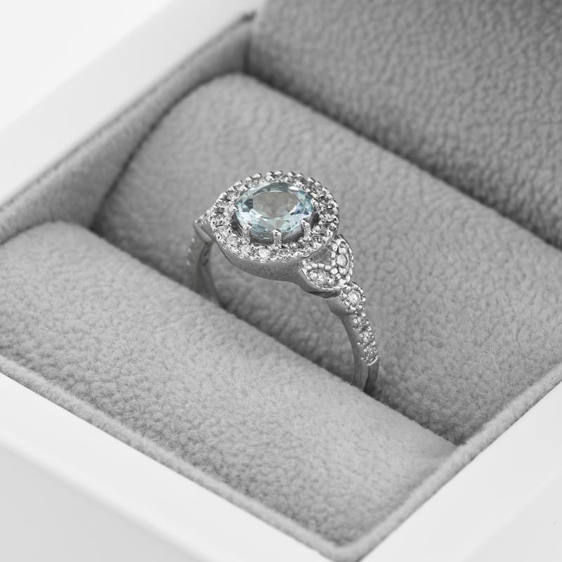 Verlobungsring im Halo-Stil mit Aquamatin und Diamanten Varana 48305
