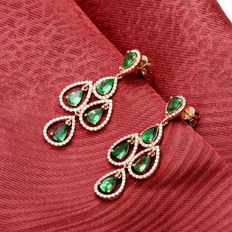 Luxuriöse Ohrringe mit Tsavorit Granaten und Diamanten Kersten 4905