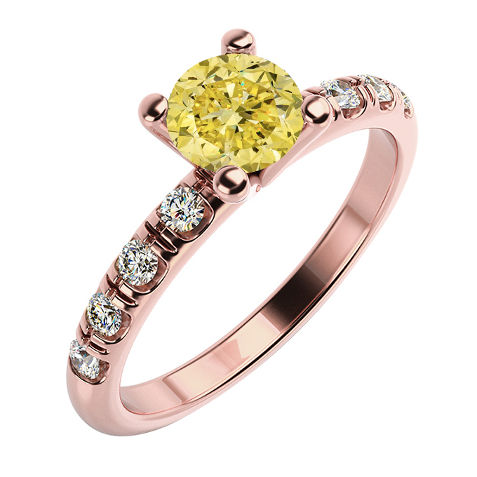 Verlobungsring in Rosegold mit gelbem Diamanten 59645