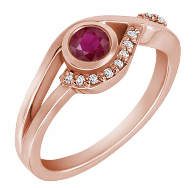 Rosegold Ring mit Rubin und Diamanten 60455
