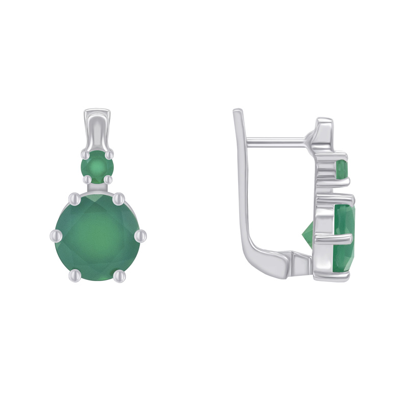 Silberne Ohrringe mit grünen Onyxen Didier 69485