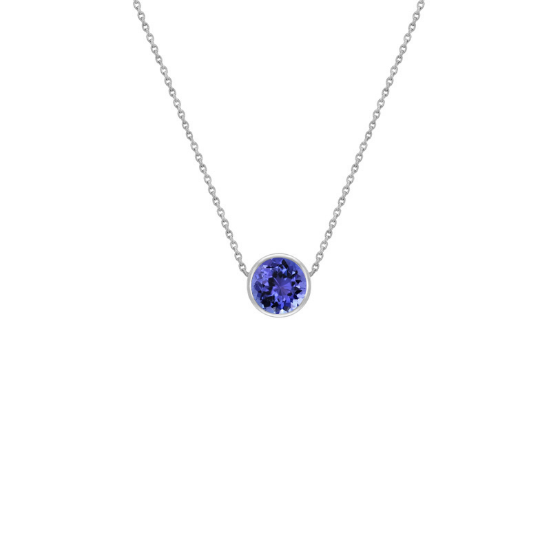 Halskette aus Platin mit blauem Tansanit Aviiv