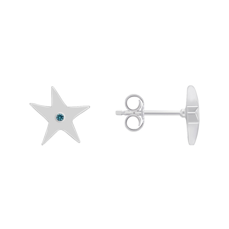 Silberne Sterne als Ohrring mit blauen Diamanten Nicabar 71865