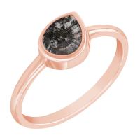 Goldener Ring mit Salt´n´Pepper Pear-Diamant Lindsay