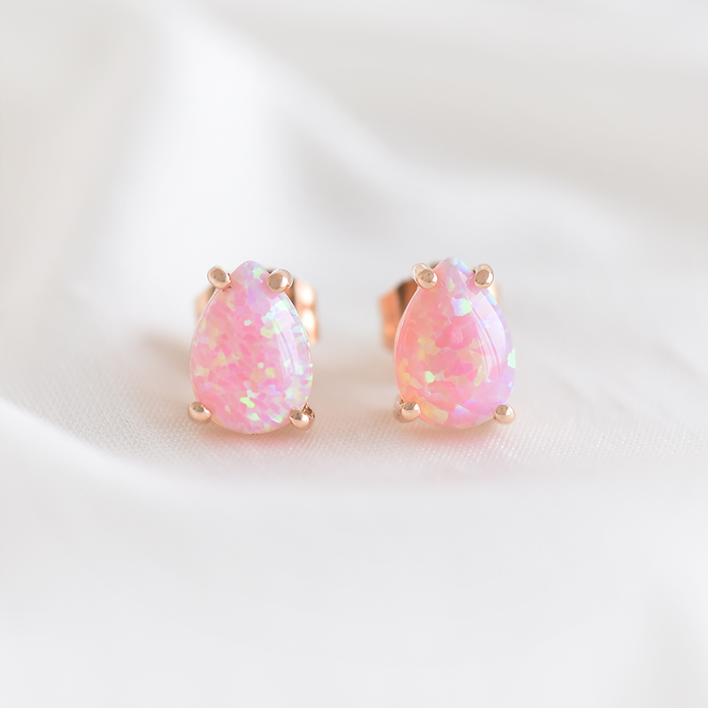 Ohrringe aus Roségold mit rosa Opalen Abidan 93685