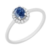 Verlobungsring mit einem zertifizierten Fancy blauen Lab-Grown Diamanten Avis