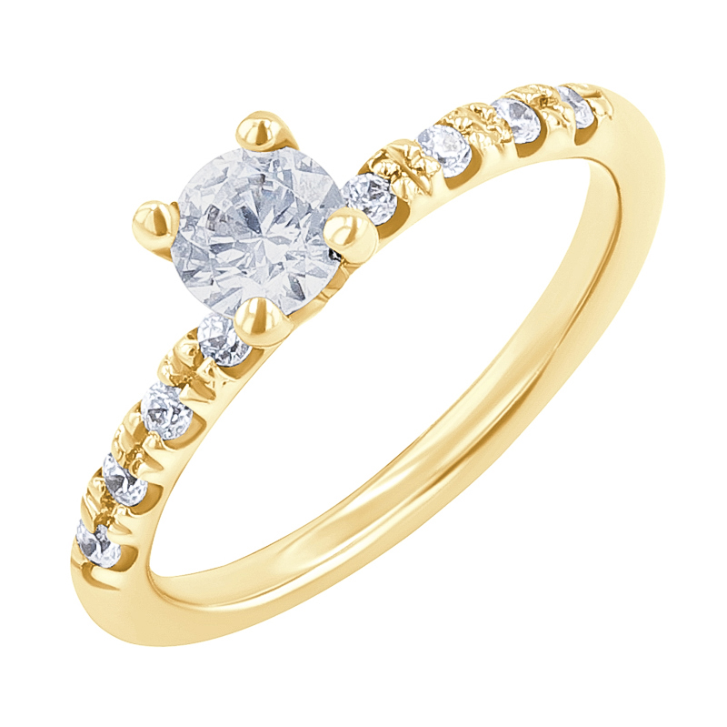 Solitär-Pave Diamant im Verlobungsring aus Gold Megha 128826