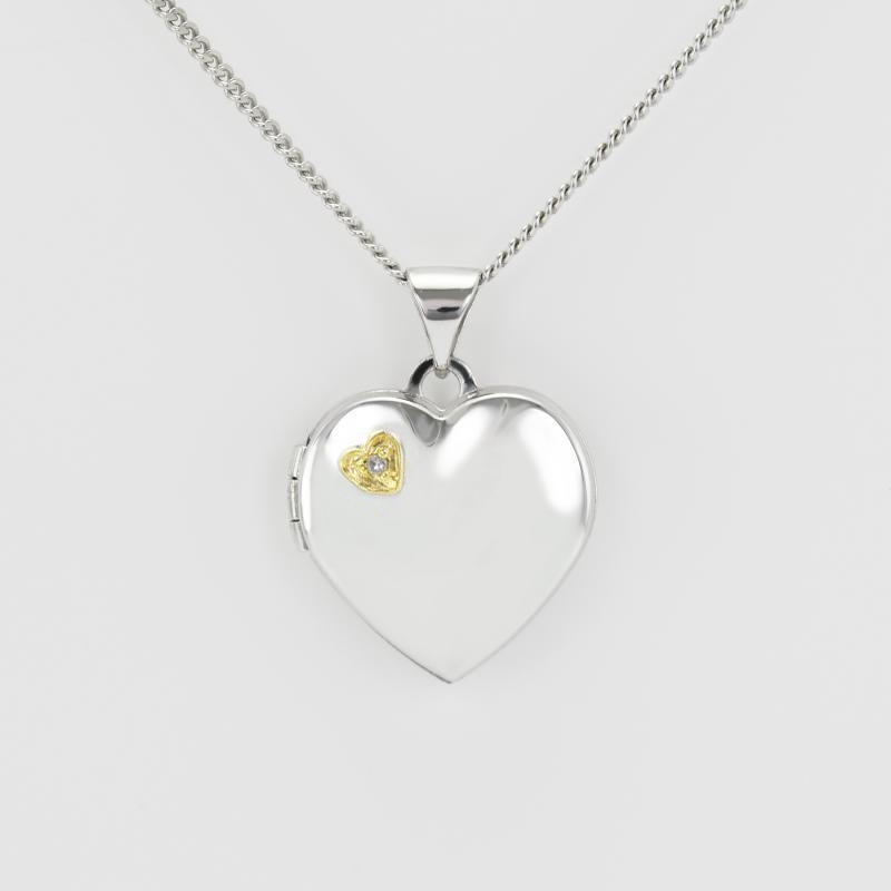Silbernes Medaillon in Herzform mit Diamant aus Silber Dialah 135636