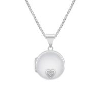 Silbernes Medaillon mit Diamant im Herz Barra