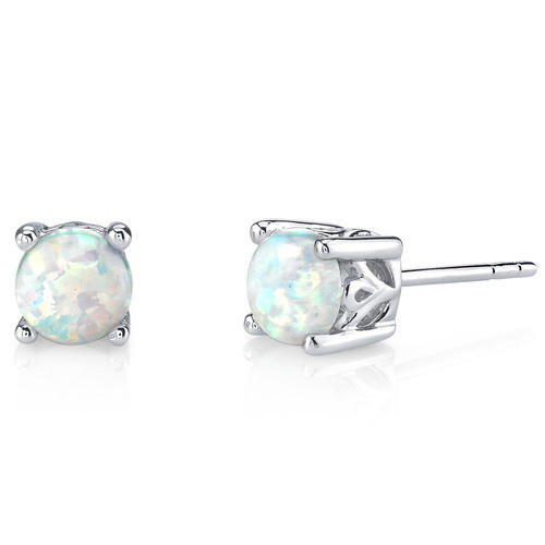 Silberne Ohrringe mit runden Opalen Drary