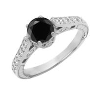 Vintage-Verlobungsring mit schwarzem Diamant Volans