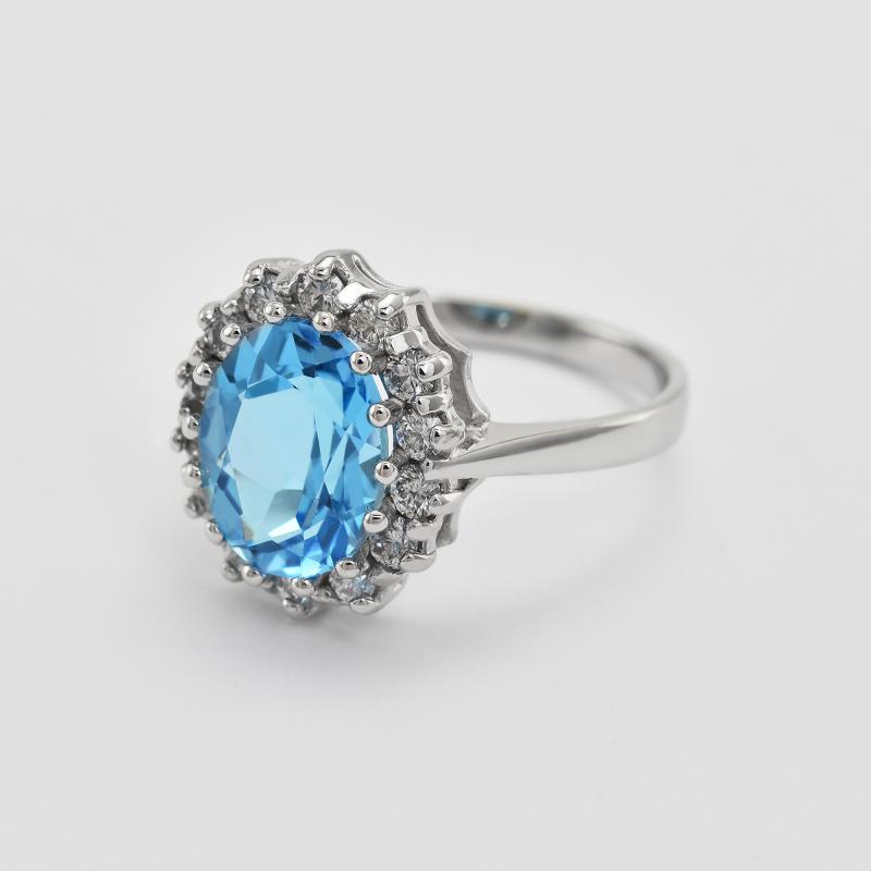 Ring mit blauem Topas und Diamanten Chrys 25196
