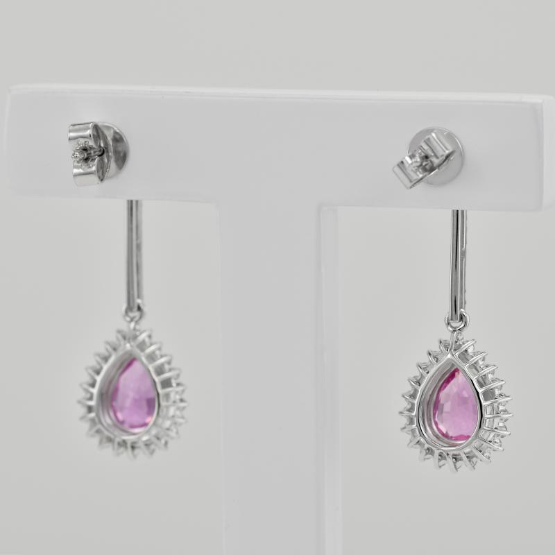 Hängende Ohrringe mit rosa Saphir und Diamanten 25986