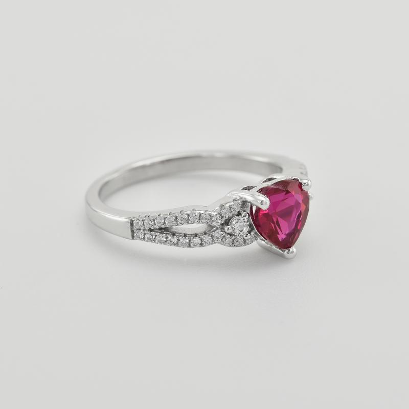 Ring aus Silber mit Rubin in Herzform Phobeus 32386